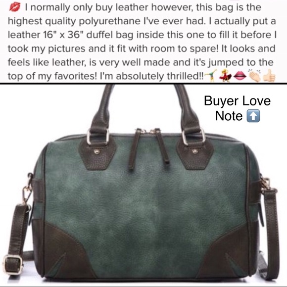 NWT! Olive Pebbled Vegan Leather Satchel/Crossbody - Picture 7 of 8